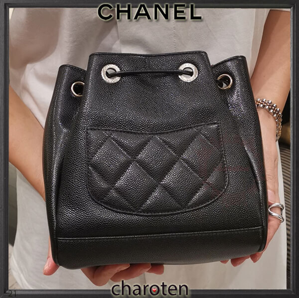 プレゼントにも可愛い☆シャネル☆ハンドバッグ偽物 ブラック キャビア